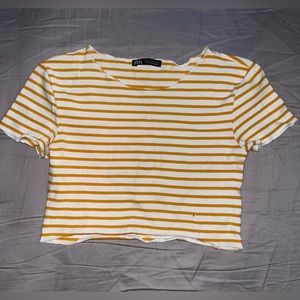 Yellow Striped Crop Top